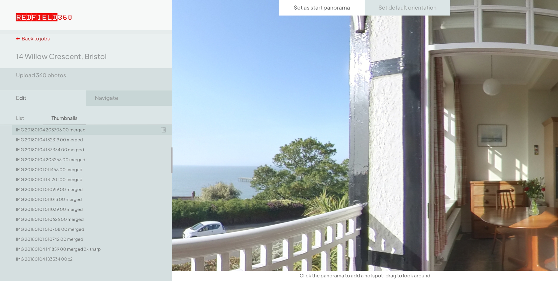 Panorama upload preview