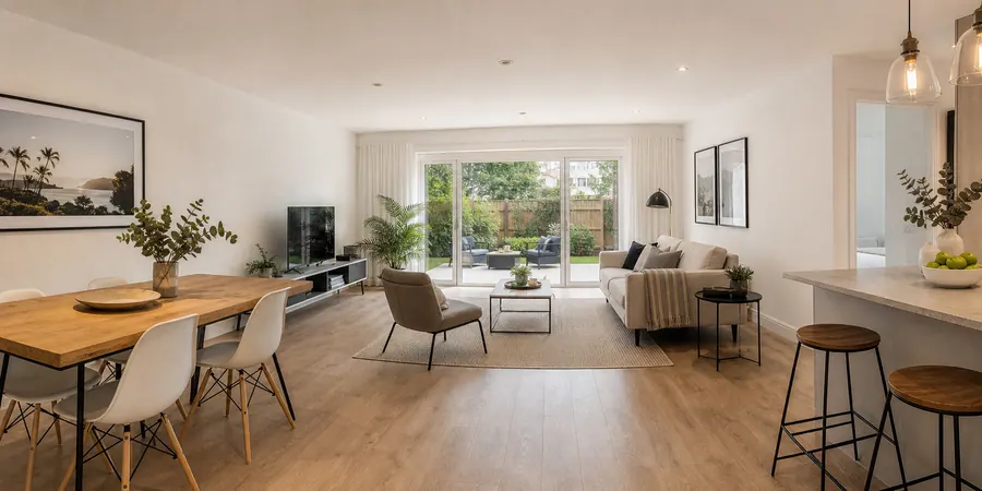 A 360 camera positioned inside a property